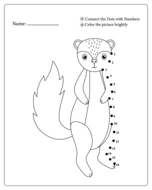 Yazdırılabilir Noktaları Birleştirme etkinliği çocuklar için sevimli bir hayvan içeriyor.