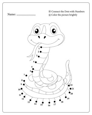 Çocuklar için eğlenceli nokta nokta aktivitesi. Renk sayfası dahil.