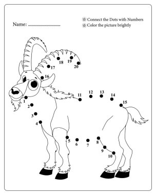 Çocuklar için nokta nokta sevimli keçi aktivitesi. Kolay ve çekici renklendirici eğlence.