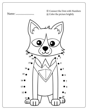 Çocuklar için nokta nokta eğlence aktivitesi. Yazdırılabilir renklendirme sayfası.