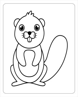 Tatlı kunduz tasarımı boyamaya hazır. Çocuklar için mükemmel..