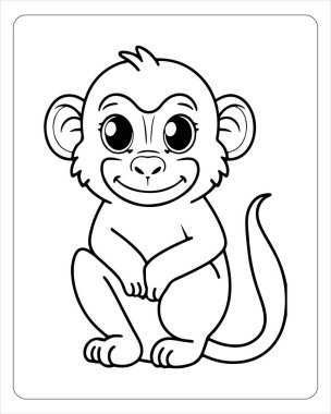 Mutlu maymun boyama eğlencesi için hazır. Çocuklar için mükemmel..