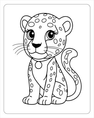 Tatlı jaguar yavrusu boyama sayfası çocuklar için mükemmel. Eğlenceli hayvan çizimi.