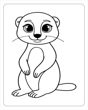 Şirin çayır köpek boyama sayfası çocuklar için mükemmel. Eğlenceli hayvan çizimi..