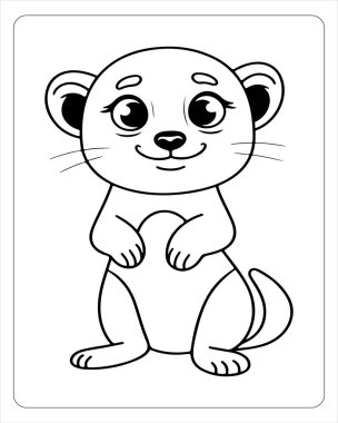 Çocuklar için sevimli dağ gelinciği boyama sayfası. Çocuklar için eğlenceli hayvan çizimi.