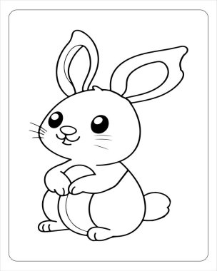 Çizgi filmdeki şirin tavşan boyamaya hazır. Çocuk kitapları için mükemmel..