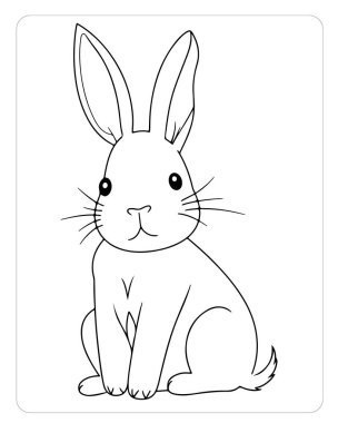Sevimli tavşan çizgisi boyama kitapları, çocuk kitapları ya da Paskalya tasarımları için mükemmel..