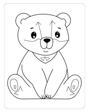 Çocuklar için yavru ayı boyama sayfası. Eğlenceli ve kolay basılabilir tasarım.