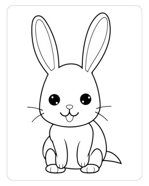 Tatlı tavşan çizimi çocuk kitapları ve Paskalya projeleri için mükemmel..