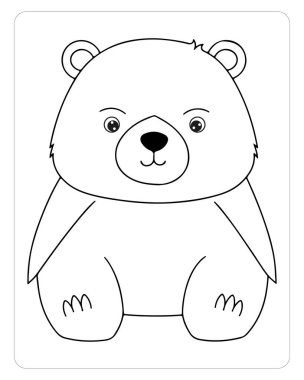 Sevimli ayı, çocuk boyama kitapları ve aktiviteleri için mükemmel bir özet..