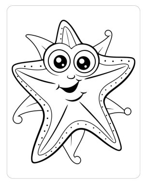 Şirin denizyıldızı karakteri çizimi çocuk kitapları ya da eğitim materyalleri boyamak için mükemmel..