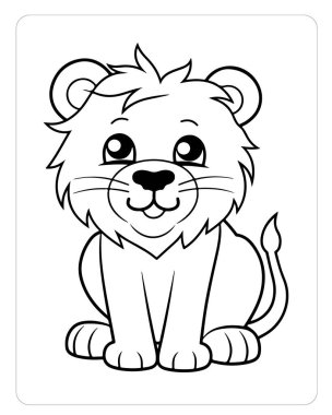 Sevimli aslan yavrusu çizimi çocuk aktiviteleri için mükemmel..