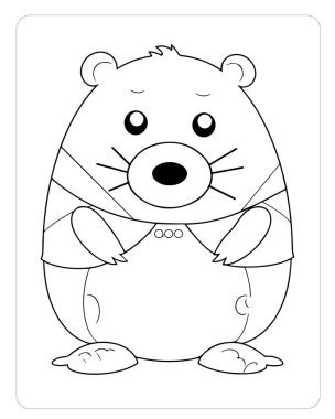 Çocuklar için sevimli ayı karakteri boyama sayfası. Eğlenceli yazdırılabilir etkinlik.