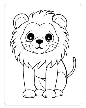 Çocuk kitapları boyamak için harika bir aslan yavrusu çizimi. Basit çizgiler yürümeye yeni başlayanlar için harika.