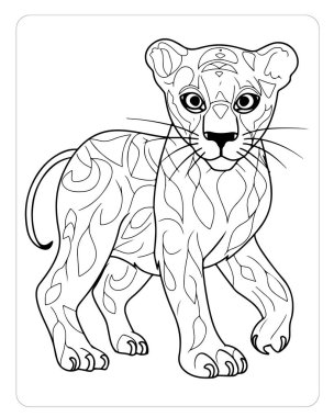 Sevimli yavru aslan yavrusu, boyama kitapları ve çocuk aktiviteleri için mükemmel. Çizgi tasarımı.