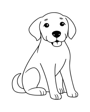 Labrador köpek resimli şirin çizgi film, çocuklar için basit bir çizgi sanat tasarımı..
