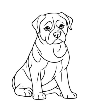 Tatlı buldog yavrusu, satır sanatı, boyama sayfası, evcil hayvan, köpek