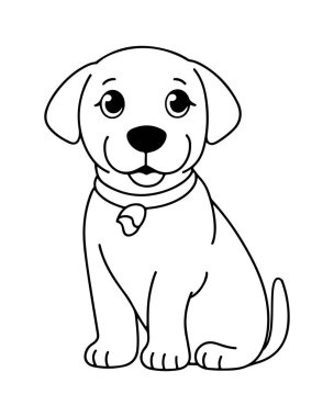 Labrador köpek yavrusu boyamaya hazır şirin bir çizgi film. Çocuklar için mükemmel..