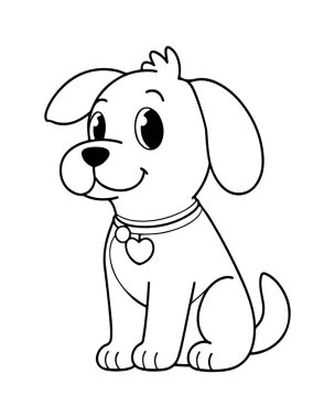 Şirin köpek taslak boyamaya hazır. Çocuklar için mükemmel..