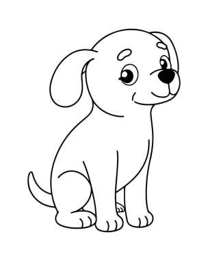 Boyamaya hazır şirin bir çizgi film köpeği. Çocuklar için mükemmel..