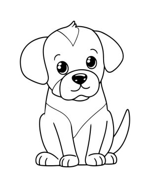 Tatlı köpek resimli şirin bir köpek boyama sayfası. Çocuklar için mükemmel..