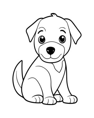 Çocuklar için yavru köpek boyama sayfası. Eğlenceli bir çizim..