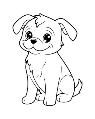 Tatlı köpek boyama sayfası tasarımı. Çocuklar için mükemmel. İndir şimdi.