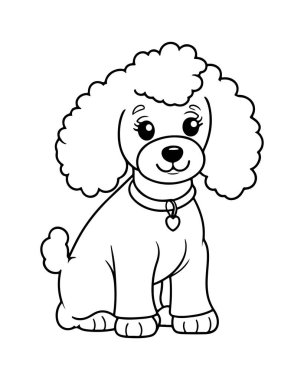 Şirin kaniş boyama sayfası. Çocuklar için mükemmel. Yazdırılabilir köpek sanatı.