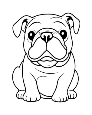 Şirin pug köpek çizgisi boyama kitapları ve çocuk projeleri için mükemmel..