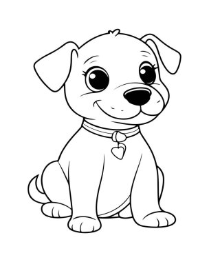 Tatlı yavru köpek boyama sayfası. Çocuklar için mükemmel. Eğlenceli etkinlik.