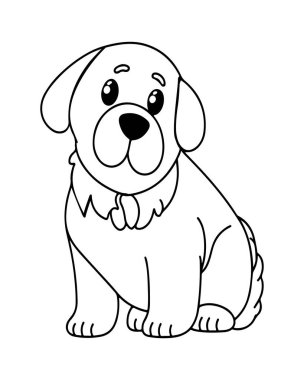 Sevimli yavru köpek çizgi filmi boyama sayfaları ve çocuk aktiviteleri için mükemmel..