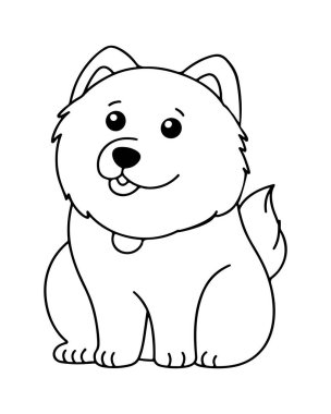 Şirin yavru köpek çizgisi çocuk kitapları ve ev hayvanı temalı tasarımlar için mükemmel..