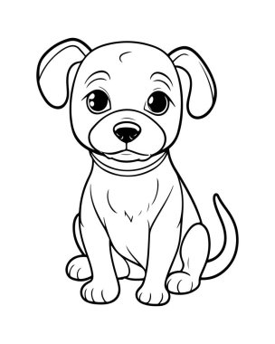 Tatlı yavru köpek boyama sayfası tasarımı çocuklar ve hayvan severler için mükemmel..