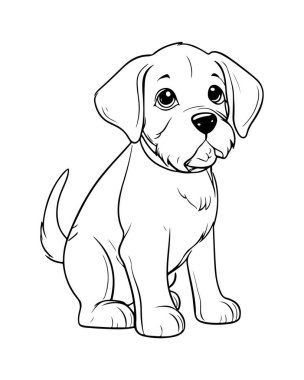Çocuklar için yavru köpek boyama sayfası. Sevimli köpek çizgisi sanatı. Hayvan severler için mükemmel..