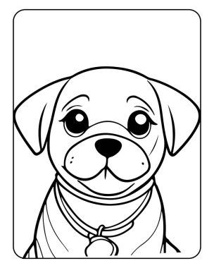 Sevimli yavru köpek çizgi filmi boyamaya hazır. Çocuk aktiviteleri için mükemmel..