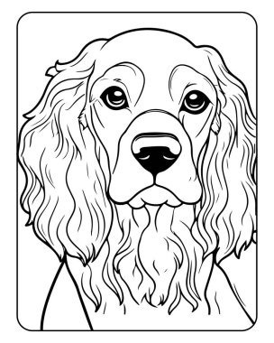 Şirin cocker spaniel köpek çizgisi boyama kitapları ve hayvan severler için mükemmel..