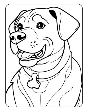 Çocuklar için şirin Labrador köpeği baş boyama sayfası. Hayvan severler için mükemmel..