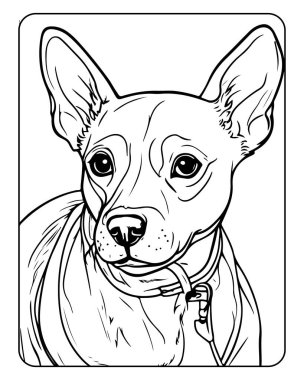 Sevimli köpek çizgisi boyama sayfaları ve hayvan severler için ideal. Basit tasarım.