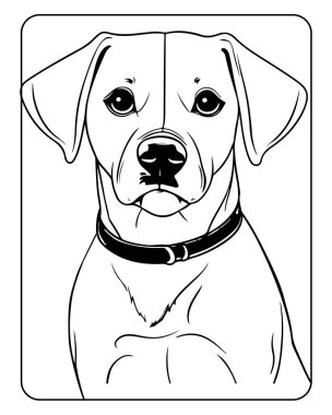 Sevimli köpek çizimi boyama kitapları, baskılar ve evcil hayvan temalı tasarımlar için mükemmel..