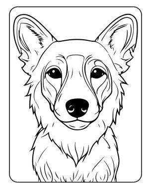 Şirin Corgi çizgisi sanatı. Boyama kitapları, baskılar ve el sanatları için ideal.