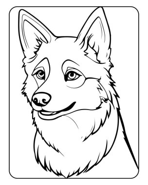 Tatlı Alman çoban köpeği kafası boyama kitapları ve aktiviteleri için mükemmel..