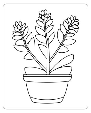 Boyama kitapları ve çocuk aktiviteleri için harika bir saksı çizimi..