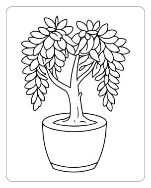 Tenceredeki küçük bir ağacın basit çizimleri boyamak için mükemmel..