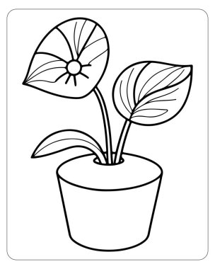 Çocuk kitapları ve aktiviteleri boyamak için harika bir saksı çizimi..