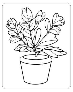 Boyama kitapları ve çocuk aktiviteleri için harika bir saksı çizimi..