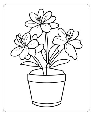 Şirin saksı çiçekleri boyama sayfası çocuk aktiviteleri için mükemmel. Basit çizgi sanat tasarımı.