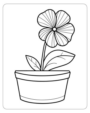 Basit çiçek saksı sanatı boyama kitapları ya da tasarım projeleri için mükemmel.