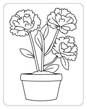 Karanfillerin basit çizimleri boyama sayfaları için mükemmel bir kapta..