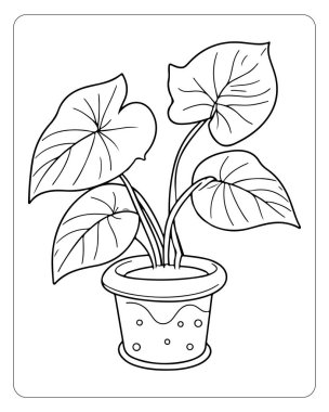 Sevimli saksı çizimi, boyama kitapları, çocuk aktiviteleri ve eğitim kaynakları için mükemmel..