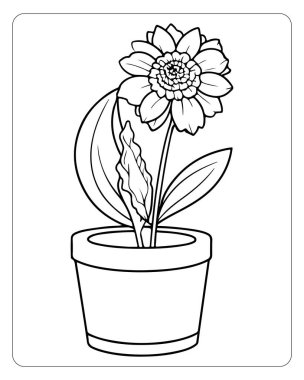 Basit çiçek saksı sanatı boyama kitapları ve çocuk aktiviteleri için mükemmel..